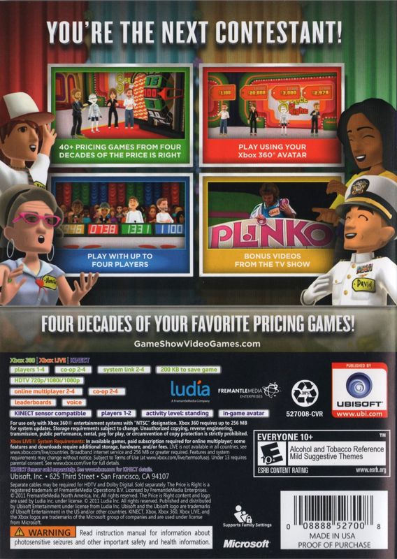 Back Cover for The Price is Right: Decades (Xbox 360)