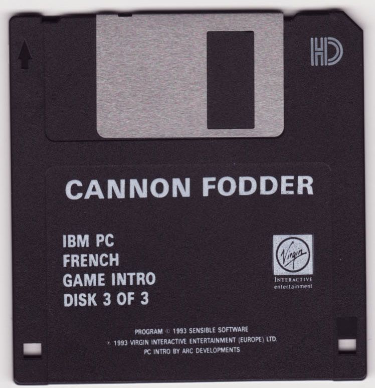 Media for Cannon Fodder (DOS): disk 3/3 (intro disk)