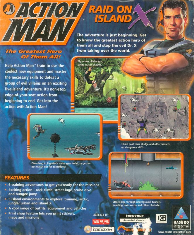 Back Cover for Action Man: Raid on Island X (Windows)