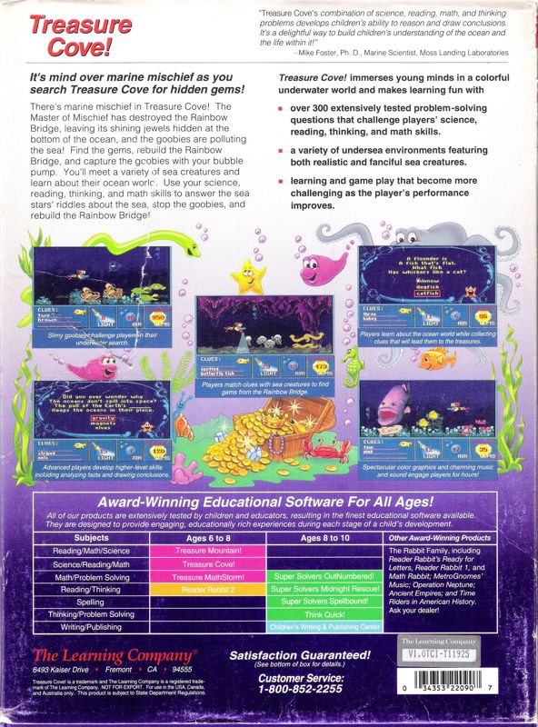 Back Cover for Treasure Cove! (DOS) (Dual Media Release)