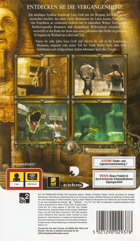 Back Cover for Lara Croft: Tomb Raider - Anniversary (PSP)