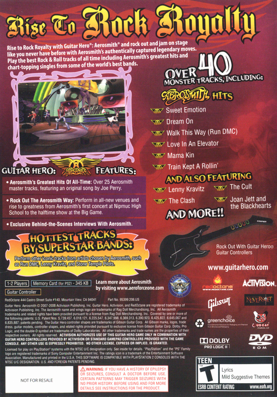 Other for Guitar Hero: Aerosmith (PlayStation 2) (Game and Guitar Bundle release): Keep Case - Back