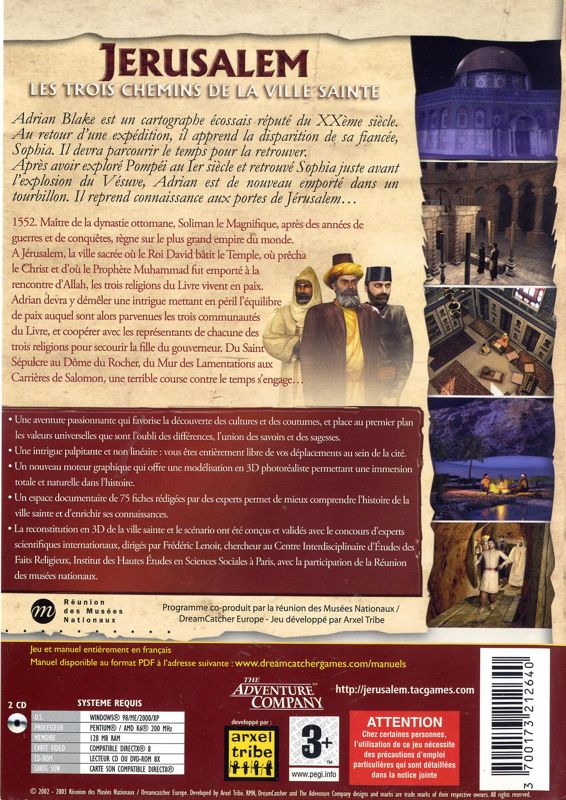 Back Cover for Jerusalem: The Three Roads to the Holy Land (Windows) (The Adventure Company release (2003))