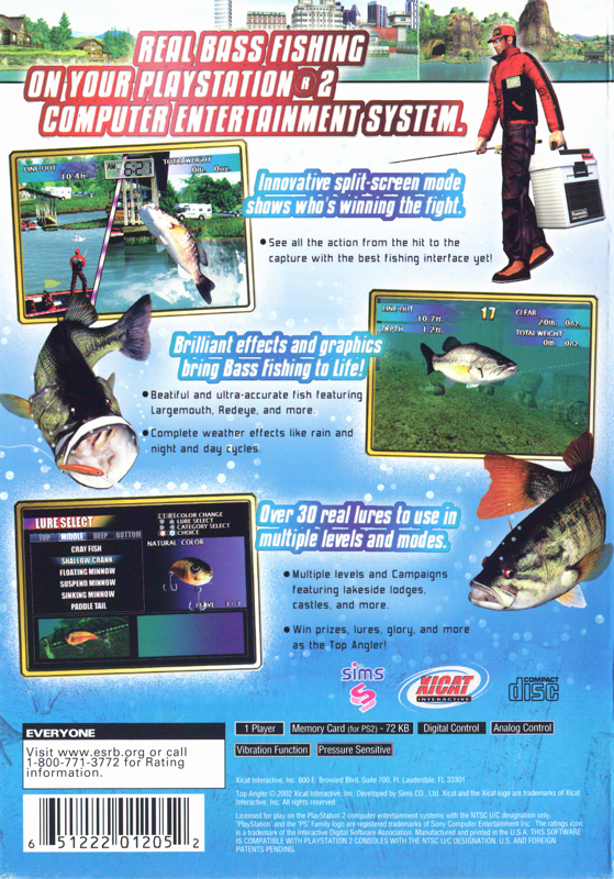 Back Cover for Top Angler (PlayStation 2)