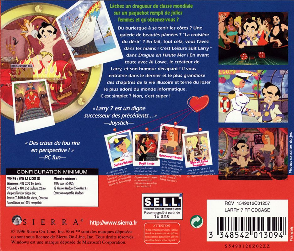 Other for Leisure Suit Larry: Love for Sail! (DOS and Windows and Windows 3.x): Jewel Case - Back
