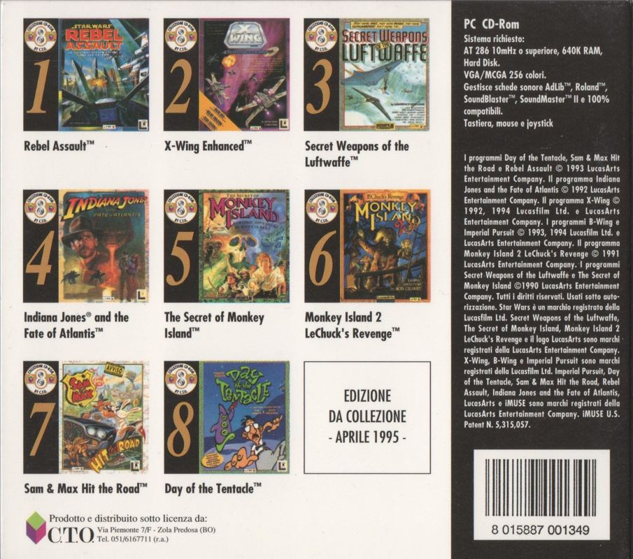 Back Cover for Monkey Island 2: LeChuck's Revenge (DOS) (Collezione CD-ROM by C.T.O. #6 (Black Label Series))