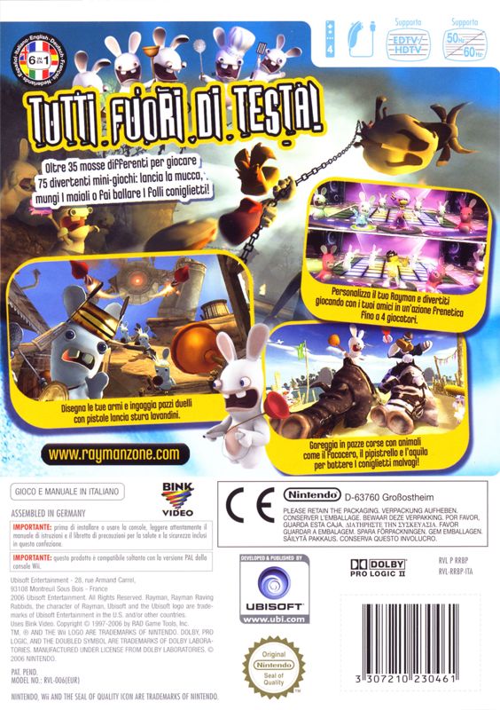 Back Cover for Rayman: Raving Rabbids (Wii)