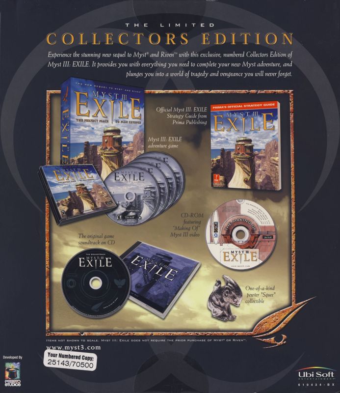 Back Cover for Myst III: Exile (Collector's Edition) (Macintosh and Windows)