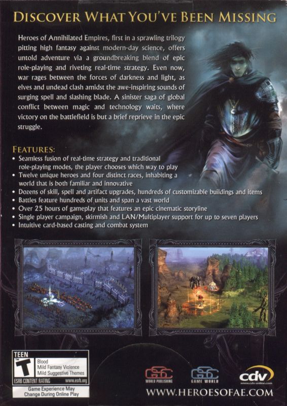 Back Cover for Heroes of Annihilated Empires (Windows)