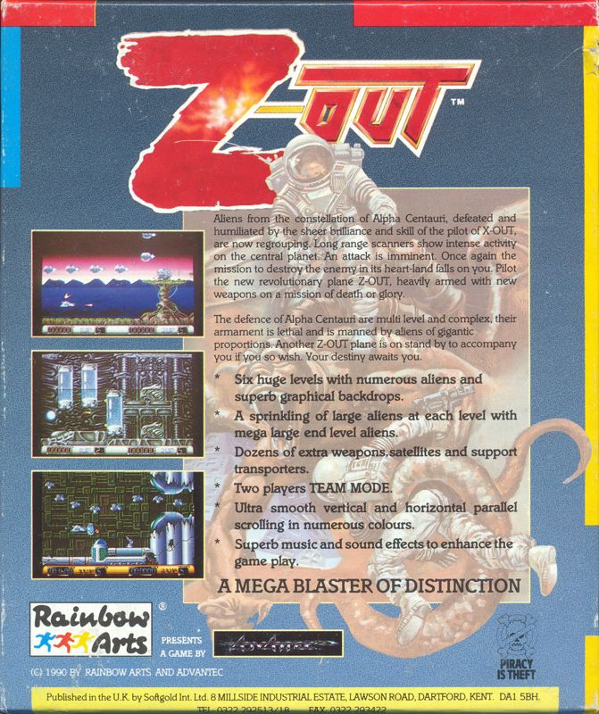Back Cover for Z-Out (Amiga)