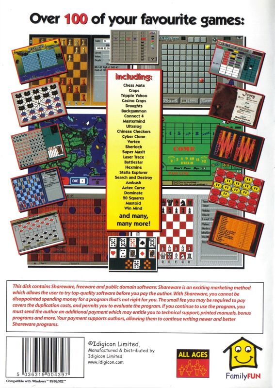 Back Cover for Board & Dice Games For Windows (Windows)