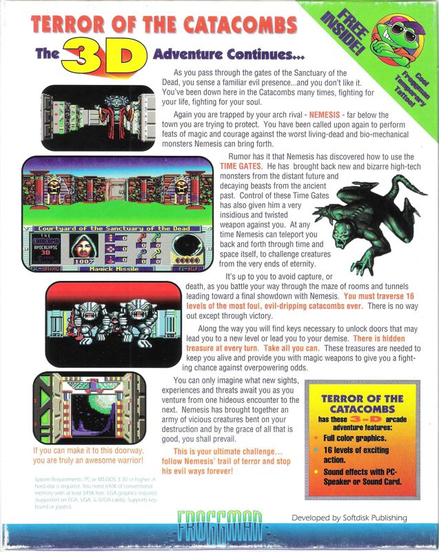 Back Cover for Terror of the Catacombs (DOS) (Dual Media Release)