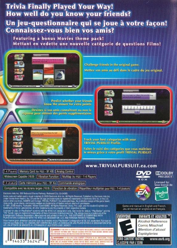 Back Cover for Trivial Pursuit (PlayStation 2)