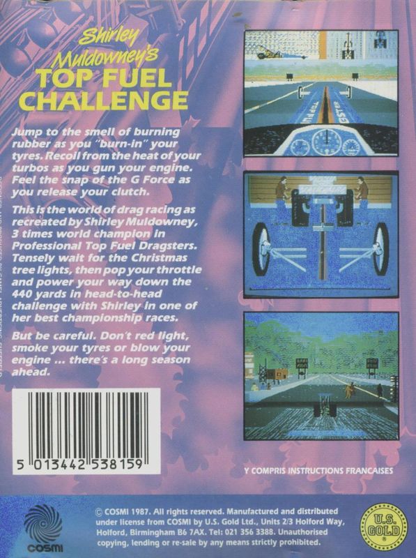 Back Cover for Shirley Muldowney's Top Fuel Challenge (Commodore 64)