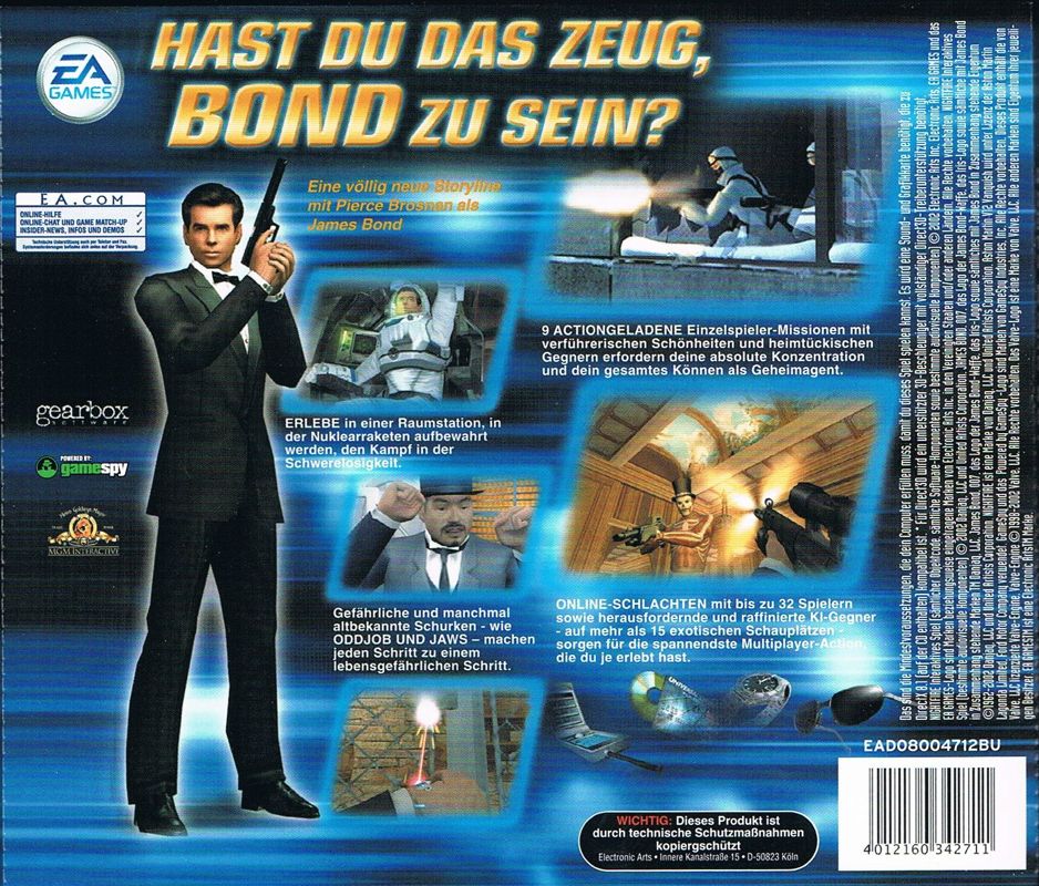 Back Cover for 007: Nightfire (Windows)