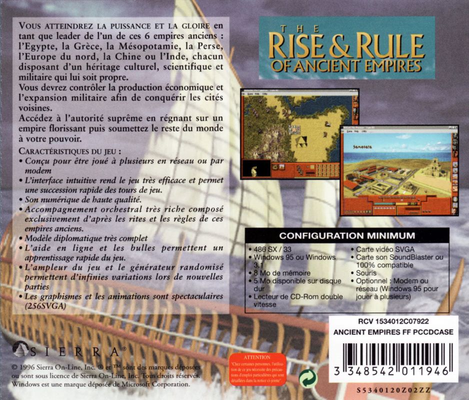 Other for The Rise & Rule of Ancient Empires (Windows and Windows 3.x): Jewel Case - Back