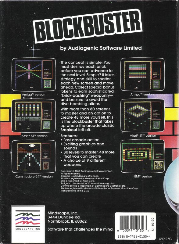 Back Cover for Blockbuster (DOS) (Original Release)