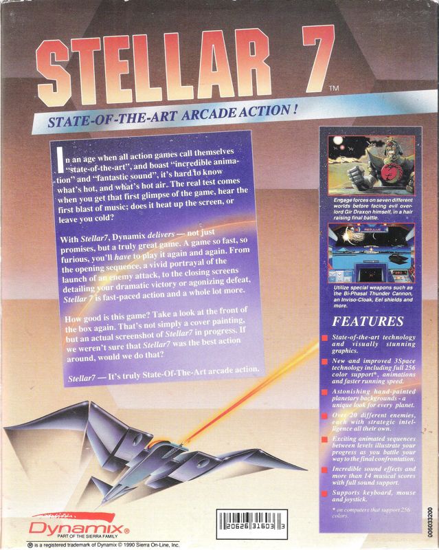 Back Cover for Stellar 7 (DOS)