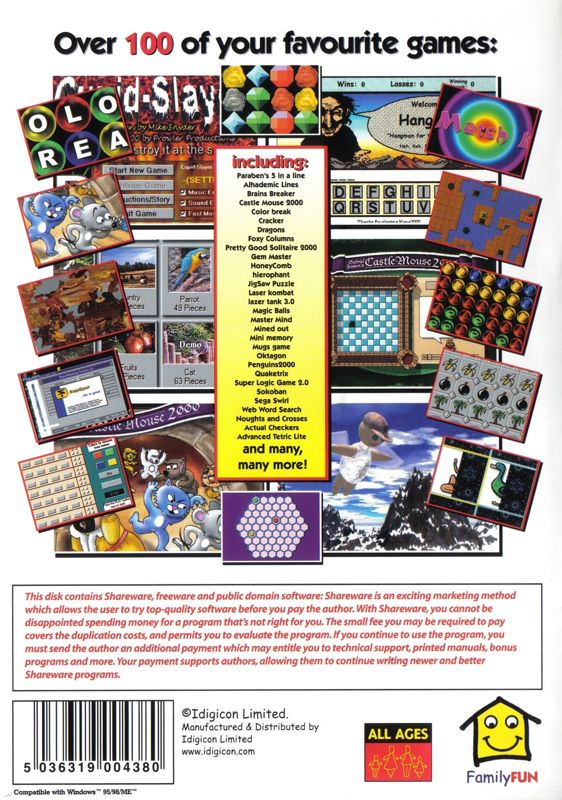 Back Cover for Brain Busting Games For Windows (Windows)