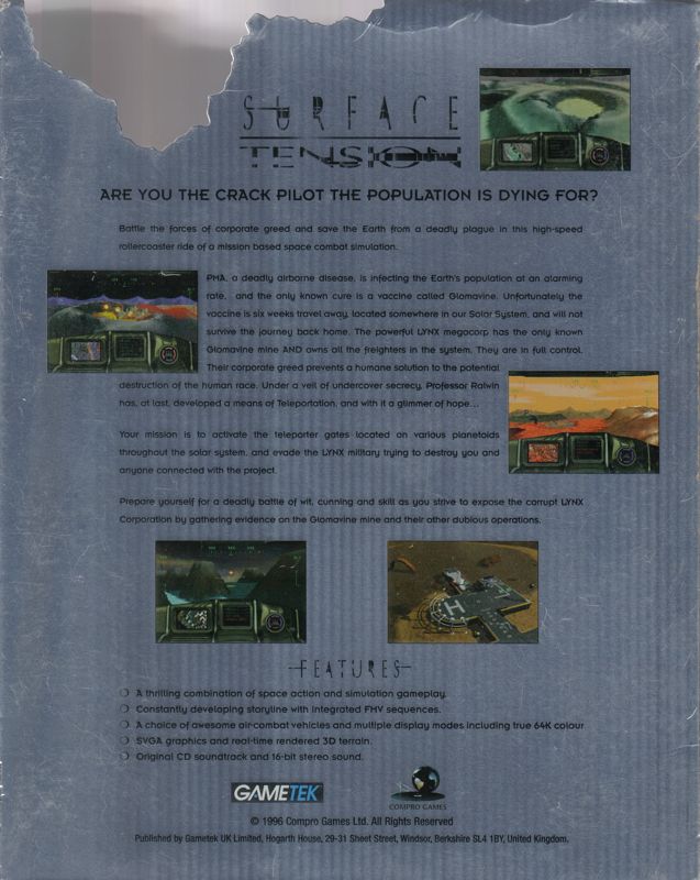 Back Cover for Surface Tension (DOS)