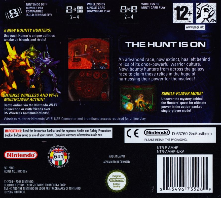Back Cover for Metroid Prime: Hunters (Nintendo DS)