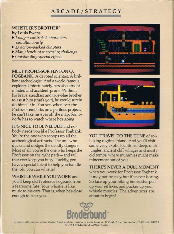 Back Cover for Whistler's Brother (Commodore 64)