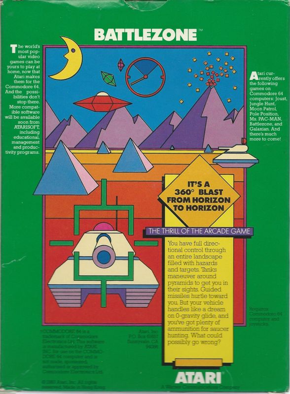 Back Cover for Battlezone (Commodore 64)