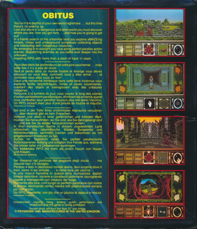 Back Cover for Obitus (DOS)