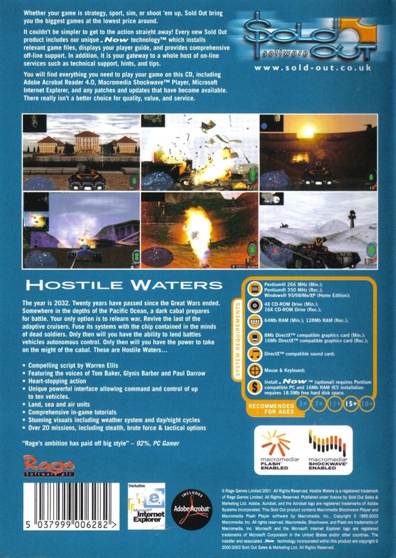 Back Cover for Hostile Waters: Antaeus Rising (Windows) (Sold Out Software release)