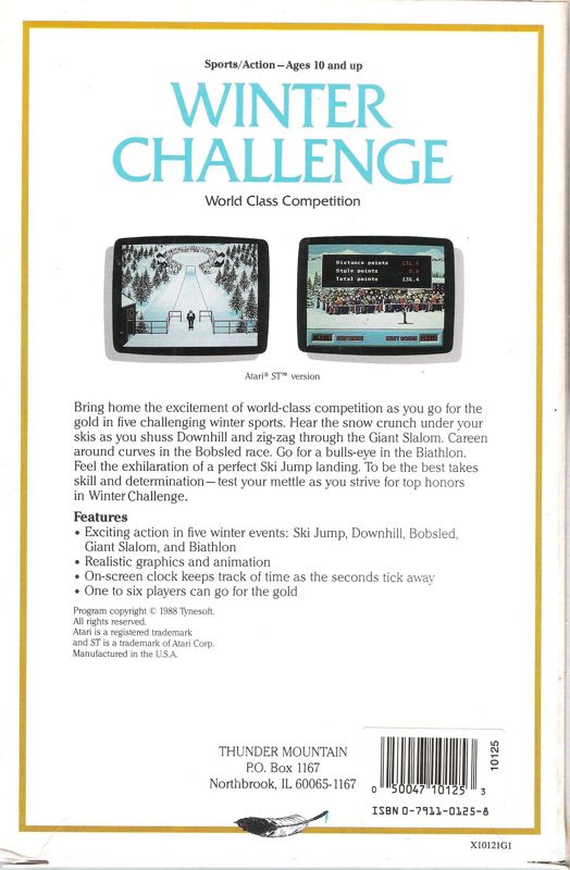 Back Cover for Winter Challenge: World Class Competition (DOS) (5.25" release)