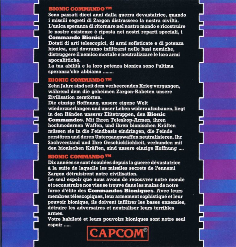 Inside Cover for Bionic Commando (Commodore 64): left