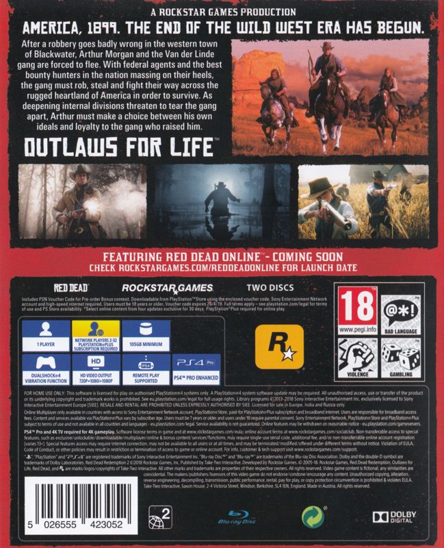 Back Cover for Red Dead Redemption II (PlayStation 4)