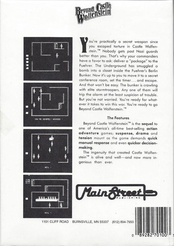 Back Cover for Beyond Castle Wolfenstein (PC Booter)