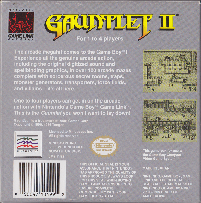 Back Cover for Gauntlet II (Game Boy)