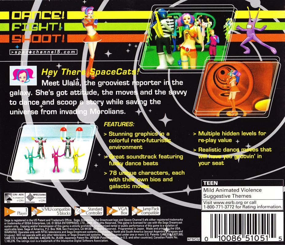 Back Cover for Space Channel 5 (Dreamcast)