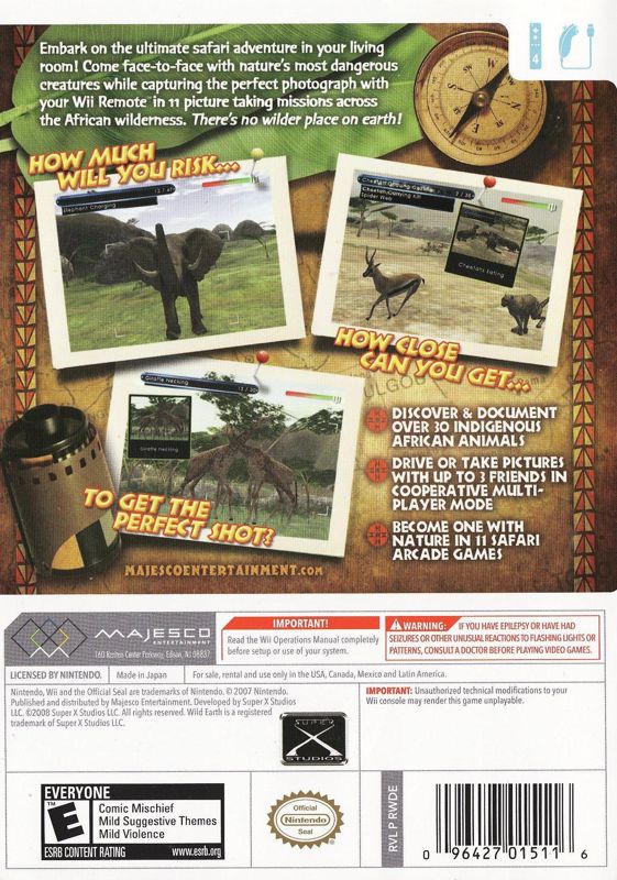 Back Cover for Wild Earth: African Safari (Wii)