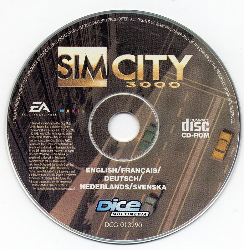 Media for SimCity 3000 (Windows) (Dice Multimedia release)