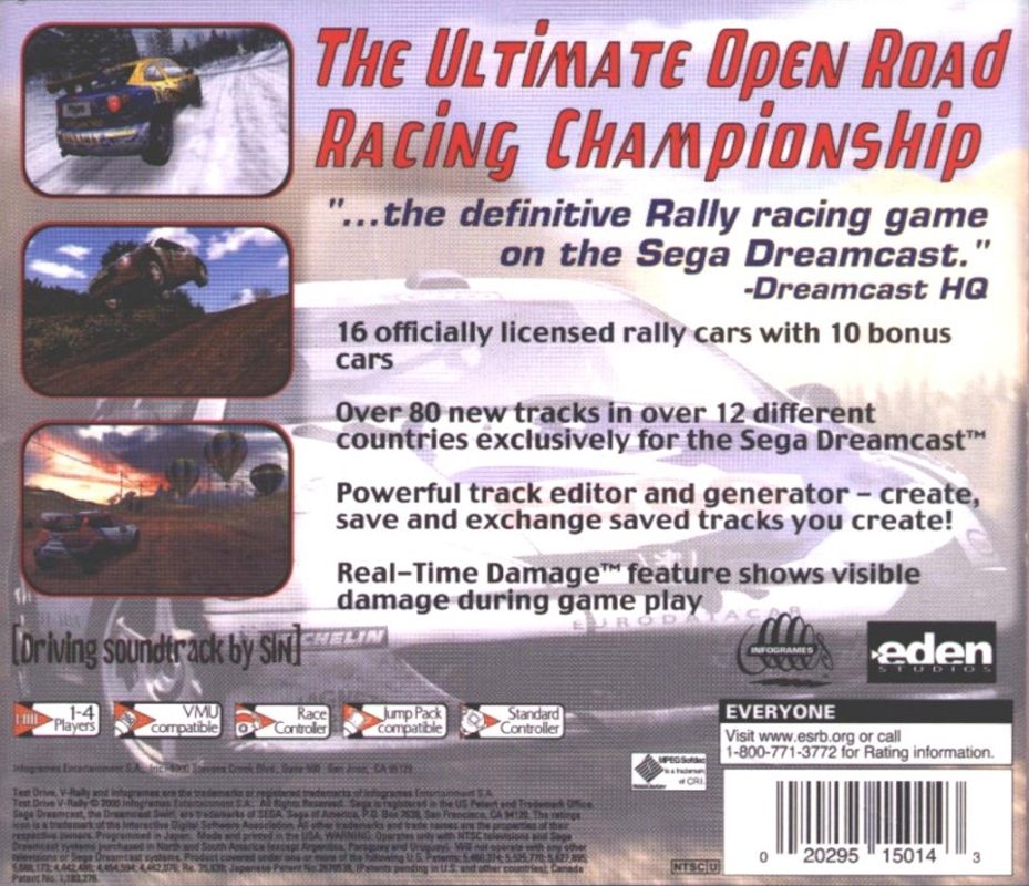 Back Cover for Need for Speed: V-Rally 2 (Dreamcast)