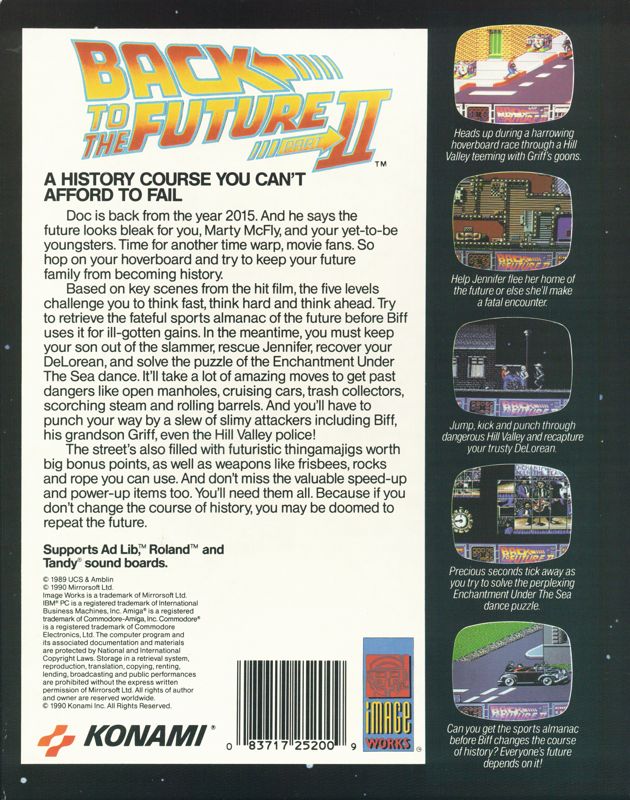 Back Cover for Back to the Future Part II (DOS) (Dual Media Release)