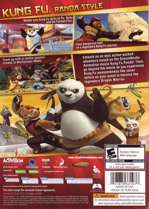 Back Cover for Kung Fu Panda (Windows)