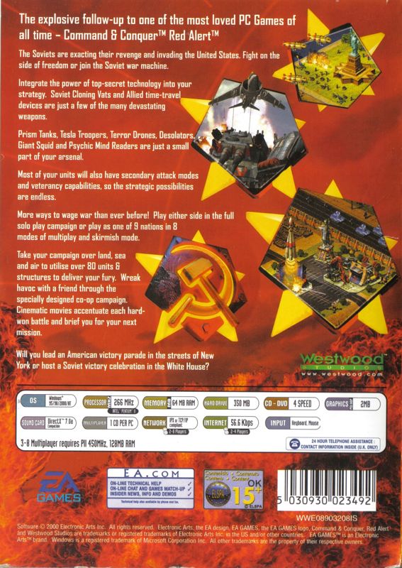 Back Cover for Command & Conquer: Red Alert 2 (Windows)