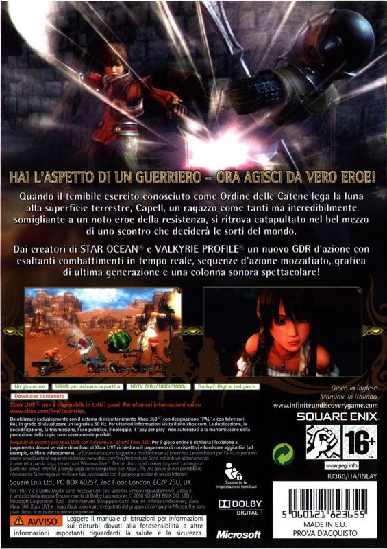 Back Cover for Infinite Undiscovery (Xbox 360)