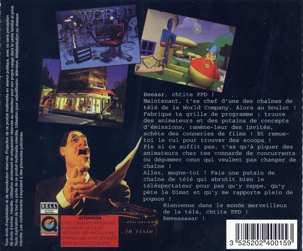 Other for Les Guignols de l'info: Le Cauchemar de PPD (Windows 16-bit) (Includes 20 hours of free Internet access offered by Infonie (french ISP)): Jewel Case - Back