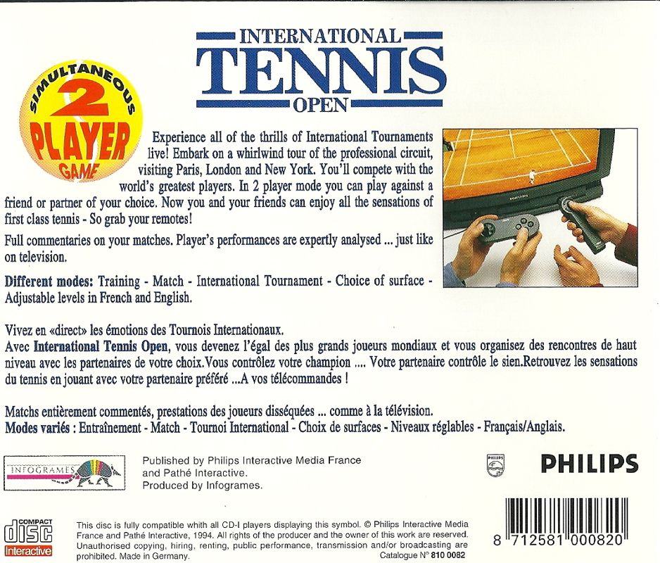 Back Cover for International Tennis Open (CD-i)