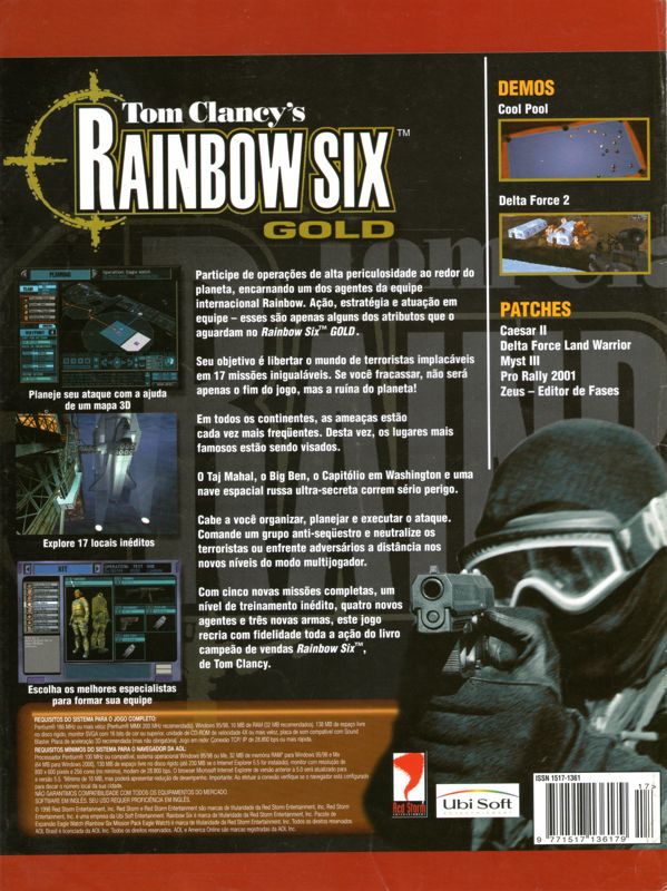 Back Cover for Tom Clancy's Rainbow Six: Gold Pack Edition (Windows) (Senha PC covermount)