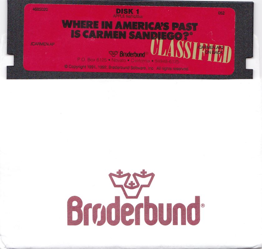 Media for Where in America's Past Is Carmen Sandiego? (Apple II): 5.25" Disk