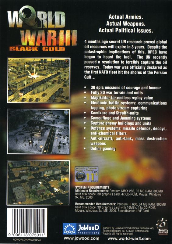 Back Cover for World War III: Black Gold (Windows)