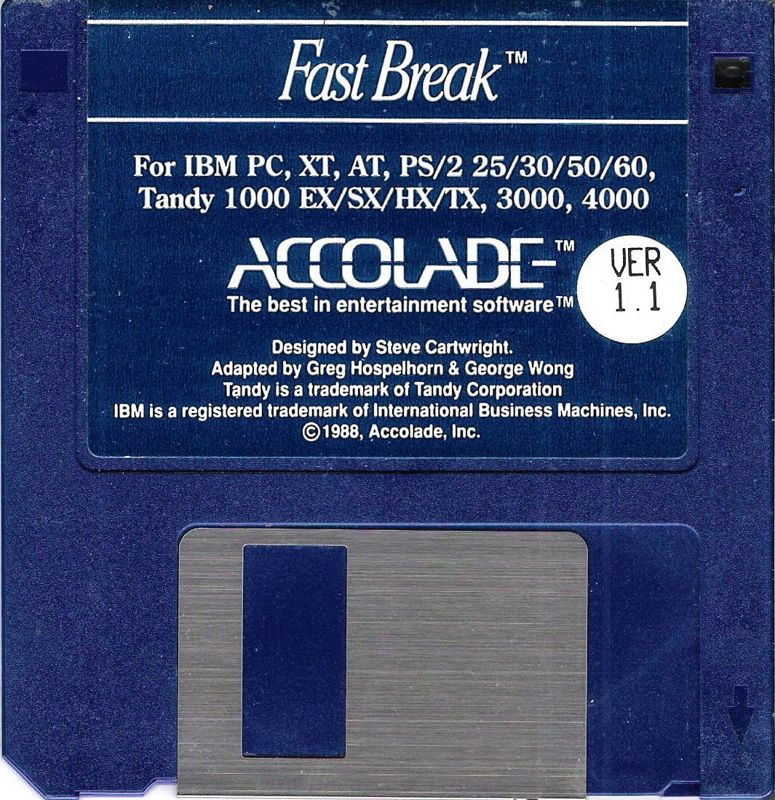 Media for Fast Break (DOS) (3.5" release (version 1.1))