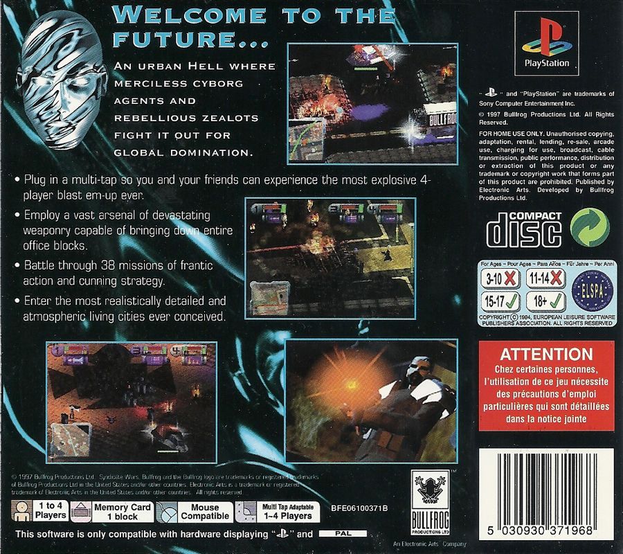 Back Cover for Syndicate Wars (PlayStation)