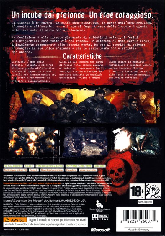 Back Cover for Gears of War (Xbox 360)